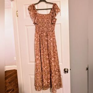 Lucy Paris Pink and Brown Maxi Dress